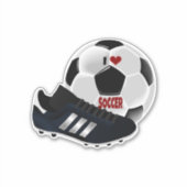 Sticker I Love Soccer, ball and shoe, (Devant)