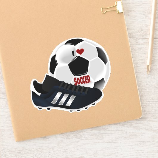 Sticker I Love Soccer, ball et chaussure, (Carnet)