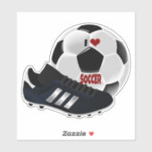 Sticker I Love Soccer, ball et chaussure, (Feuille)