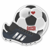 Sticker I Love Soccer, ball et chaussure, (Devant)
