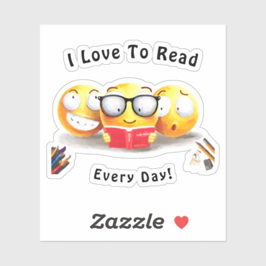 Sticker I Love To Read Books Reader Personnalisez (Feuille)