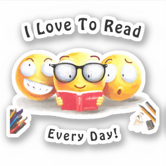 Sticker I Love To Read Books Reader Personnalisez (Devant)