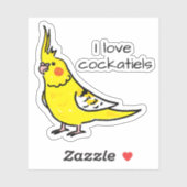 Sticker I Love Yellow Cockatiels (Feuille)