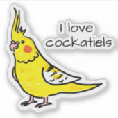 Sticker I Love Yellow Cockatiels (Devant)