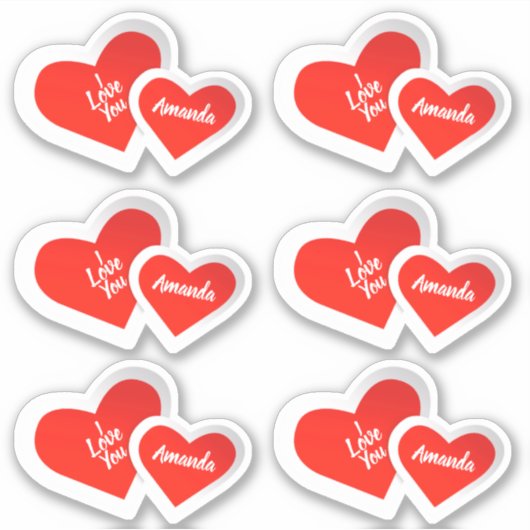 Sticker "I Love You" Coeurs Saint Valentin mignons .. Pers (Devant)