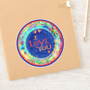 Sticker I Love You Inspirivity Fun Blue tendance Floral