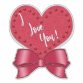 Sticker I Love You Valentine Faux Satin Bow Red Heart  (Devant)