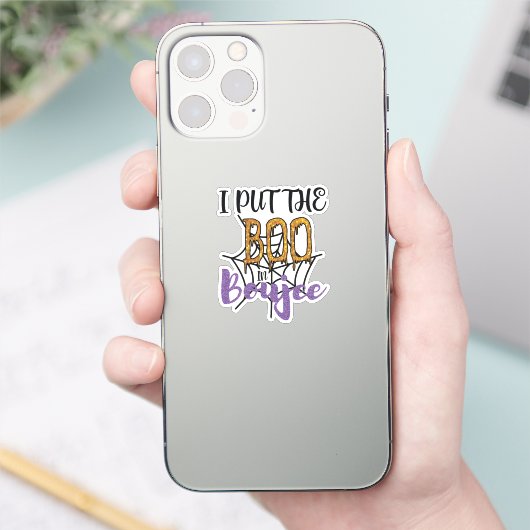 Sticker I Put The Boo in Boujee - Sparkly Gold Text (Téléphone)