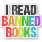 Sticker I Read Banned Books Rainbow Laptop (Devant)