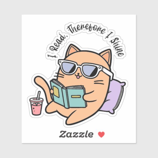Sticker I Read, Therefore I Shine! (Feuille)