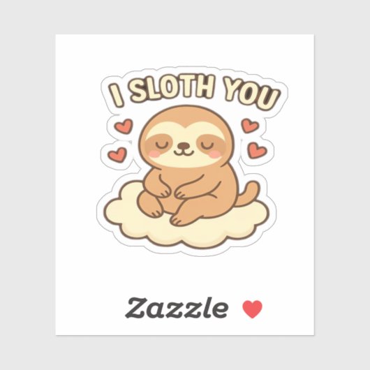 Sticker I Sloth You - Cute Kawaii Sloth Love Pun Design Cl (Feuille)