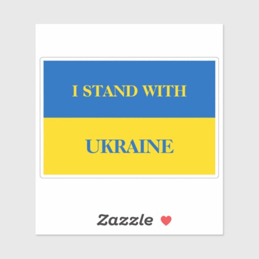 Sticker I stand with Ukraine. Ukrainian flag.  (Feuille)