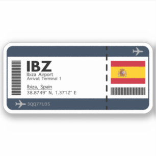 Sticker IBZ Ibiza Airport Boarding Pass - Espagne Travel