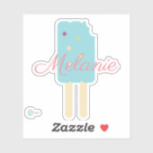 Sticker Icecream Pop avec arroseurs Nom personnalisé (Feuille)