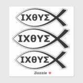Sticker Ichthus Christian Fish IXOYE Jésus Christ Dieu (Feuille)