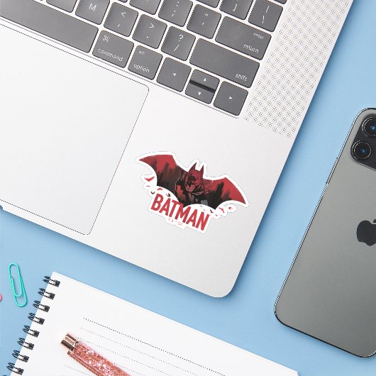 Sticker Icône Batman Crimson Gotham (Ordinateur portable avec iPhone)