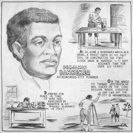 Sticker Icône de l'histoire noire : Benjamin Banneker, Sci (Devant)