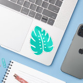Sticker Icône Feuille tropicale (Ordinateur portable avec iPhone)
