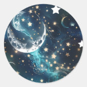 Sticker - Icy Blue Moon Phases Celestial Moon Desi (Devant)