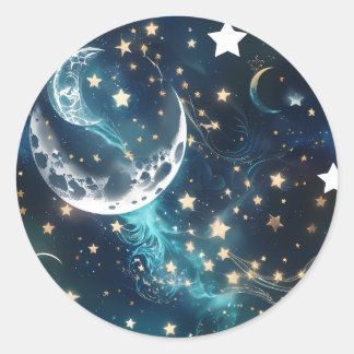 Sticker - Icy Blue Moon Phases Celestial Moon Desi