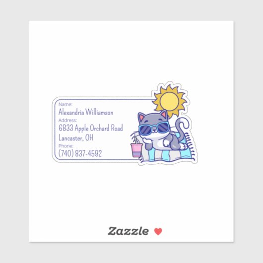 Sticker ID bagage de chat cool (Feuille)