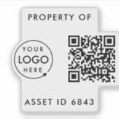 Sticker ID d'actif Propriété de l'entreprise Code QR Logo  (Devant)