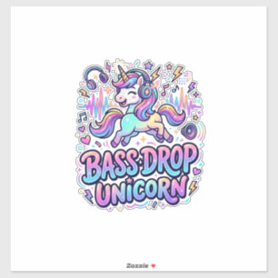 Sticker Idée de cadeau licorne basse drop typographie Des