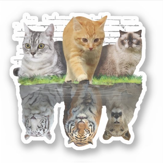 Sticker Idée de design de cadeau avec réflexion de chat am (Devant)