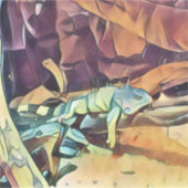 Sticker Iguane dormant sur une branche (Devant)