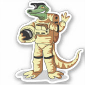 Sticker Iguanodon Habillé Dans Un Spacesuit Cosmonaute. (Devant)