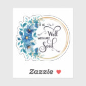 Sticker Il est bien bleu et doré cadre fleuri (Feuille)