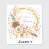 Sticker Il est ressuscité boho fleuri wreath Pâques (Feuille)