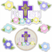 Sticker Il Est Ressuscité Broderie Hoop Semblable Style Pâ (Devant)