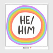 Sticker Il/LUI Pronononounes Rainbow Circle Handlettering (Feuille)