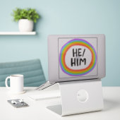 Sticker Il/LUI Pronononounes Rainbow Circle Handlettering (Ordinateur portable sur le bureau)