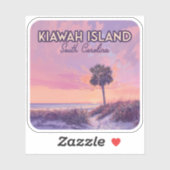 Sticker Île de Kiawah Caroline du Sud Palmier (Feuille)