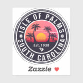Sticker Île de Palms Caroline du Sud Retro Sunset Souvenir (Feuille)