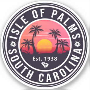 Sticker Île de Palms Caroline du Sud Retro Sunset Souvenir
