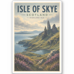 Sticker Île de Skye Écosse Paysage Voyage Art Rétro