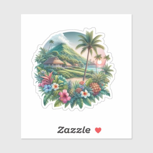 Sticker Île tropicale (Feuille)