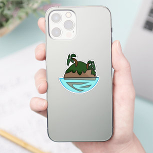 Sticker Île tropicale de dessin animé minimaliste dans l'o