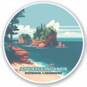 Sticker Iles Apôtres National Lakeshore Wisconsin Rétro (Devant)