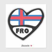 Sticker Îles Féroé Code de pays Coeur du drapeau FRO (Feuille)