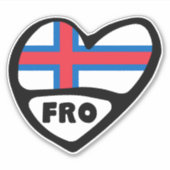 Sticker Îles Féroé Code de pays Coeur du drapeau FRO (Devant)