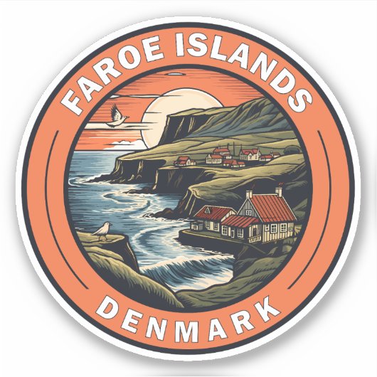 Sticker Îles Féroé Danemark Insigne d'art de voyage (Devant)