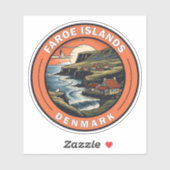 Sticker Îles Féroé Danemark Insigne d'art de voyage (Feuille)