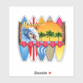 Sticker Iles Hawaiiennes Surf (Feuille)