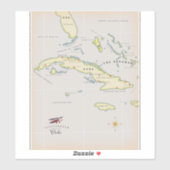 Sticker Illustrated map of Cuba (Feuille)