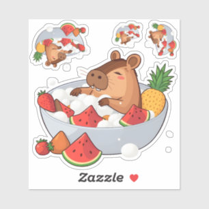 Sticker Illustration adorable de capybara dans un bain de 