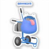 Sticker Illustration amusante du mélangeur de ciment bleu (Recto)